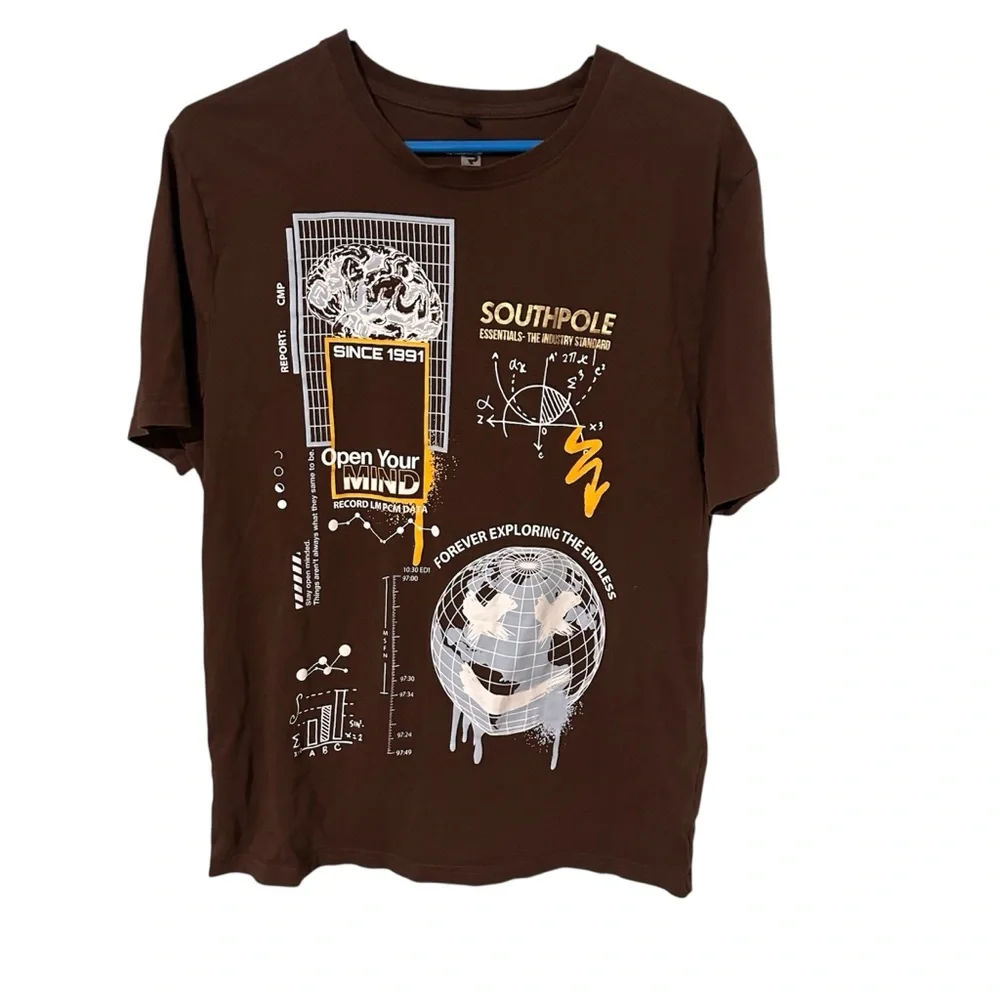 Vtg Southpole brown Shirt Mens L Skater Y2K Tee - Picture 1 of 6
